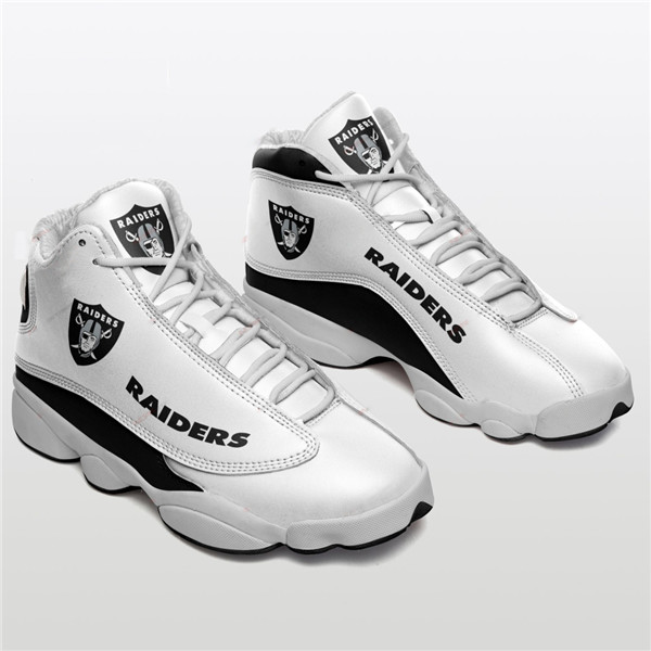 Women's Las Vegas Raiders AJ13 Series High Top Leather Sneakers 005